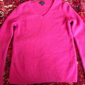 Talbots pink pure cashmere v neck sweater small